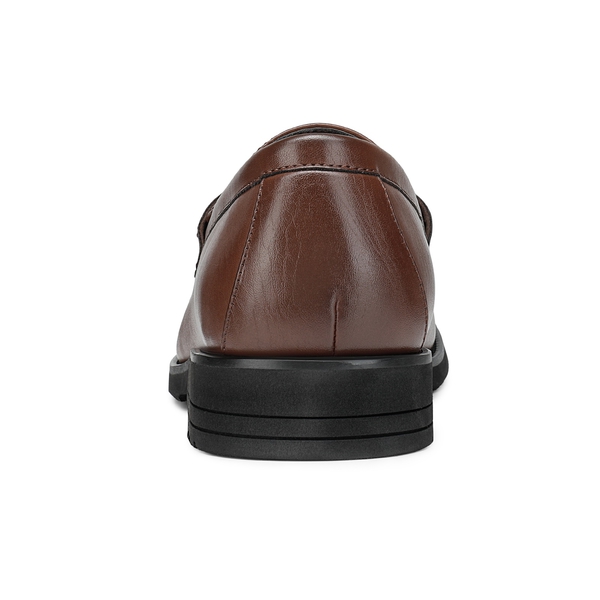 Men's Smooth PU Leather Penny Loafers - DARK BROWN - 5
